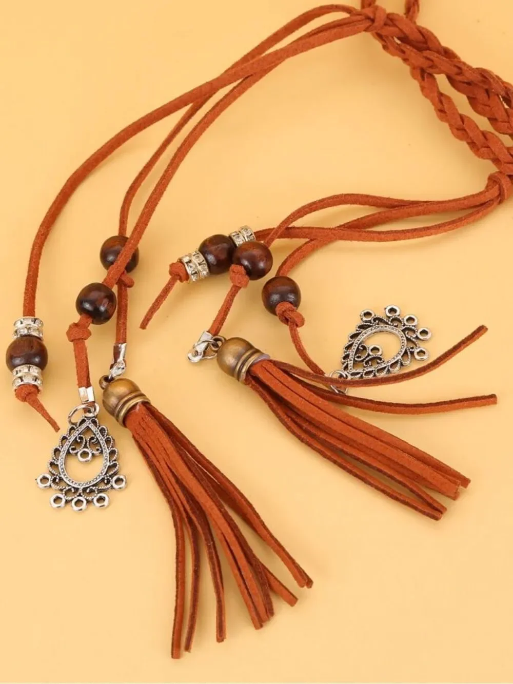 Braided Suede Tassel Belt S1421